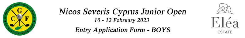 Nicos Severis Cyprus Junior Open 2023 - BOYS